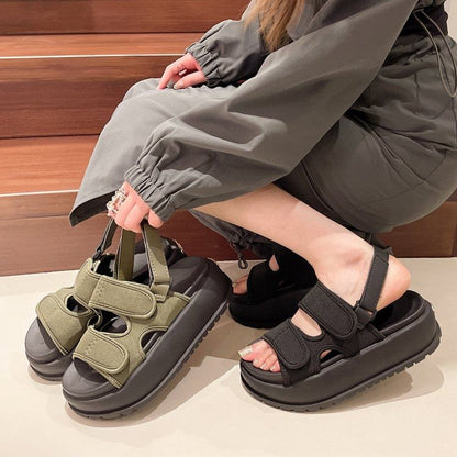 Strap Platform Sandals Adhesive Slingback Plain