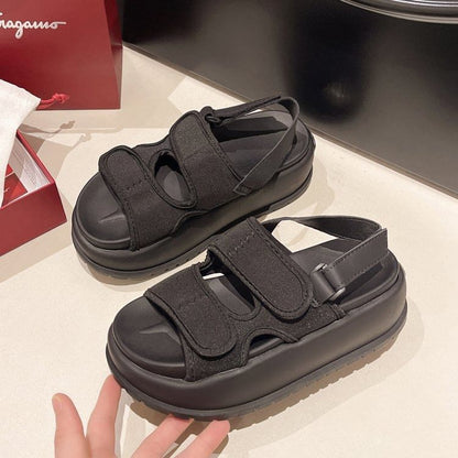 Strap Platform Sandals Adhesive Slingback Plain
