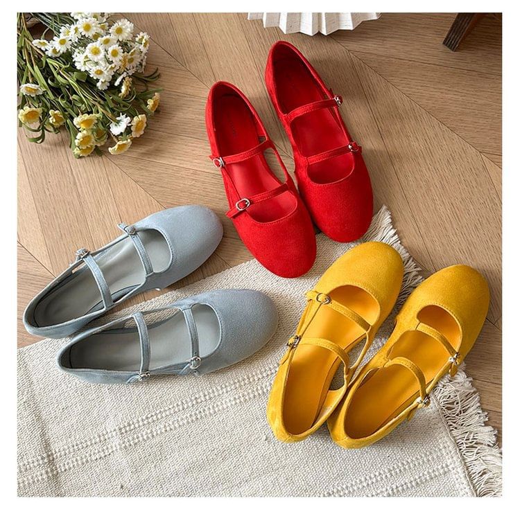 Plain Mary Suede Jane Cutout Faux Shoes