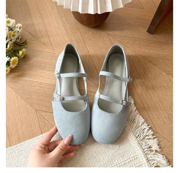 Plain Mary Suede Jane Cutout Faux Shoes