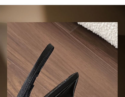 Slingback Toe Satin Bow High Pointed Sandals Heel