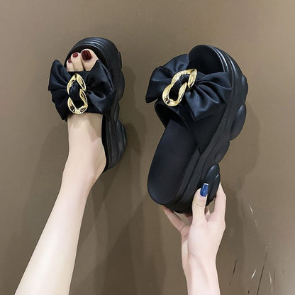 Großhandelsbeispiel Bow Slide Sandalen Plattform