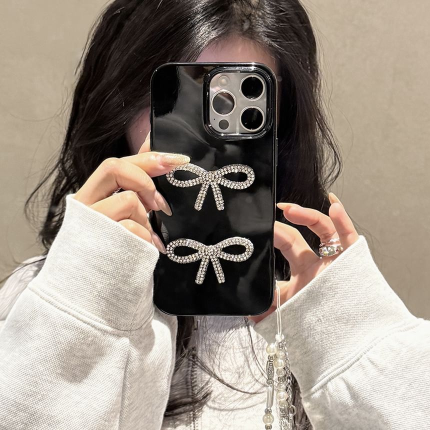 Rhinestone Phone Case Bow