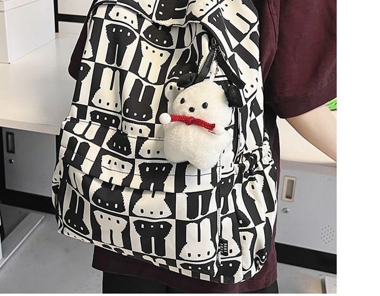 Sample Rabbit Print Multi-Pocket Backpack