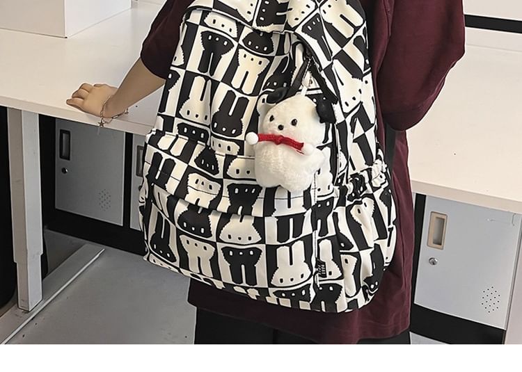 Sample Rabbit Print Multi-Pocket Backpack