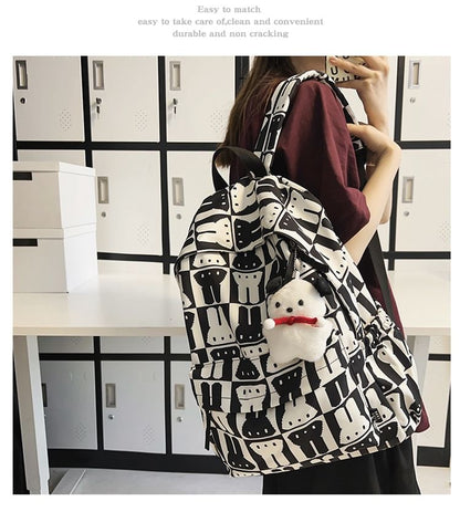 Sample Rabbit Print Multi-Pocket Backpack