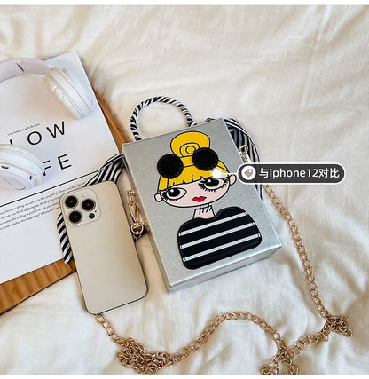 Sample Cartoon Print Chain Strap Crossbody Bag