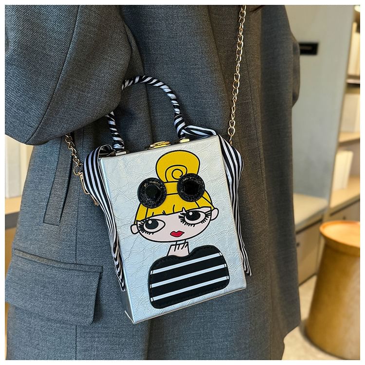 Sample Cartoon Print Chain Strap Crossbody Bag