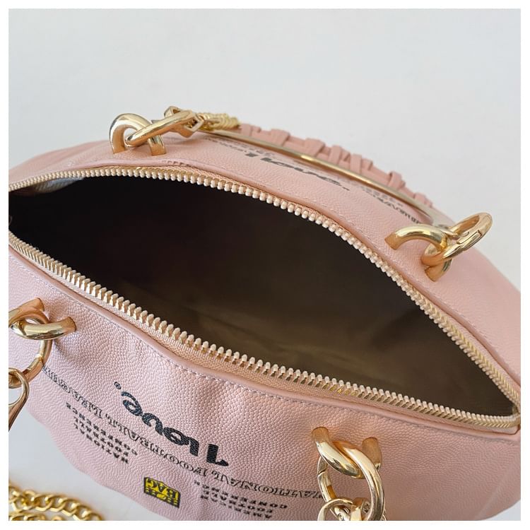 Sample Lettering Chain Strap Rugby Crossbody Bag