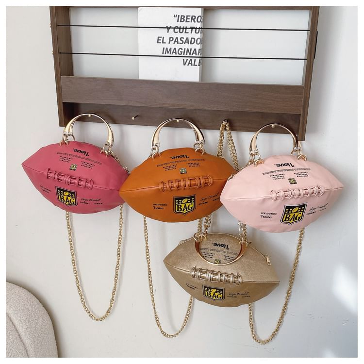 Sample Lettering Chain Strap Rugby Crossbody Bag
