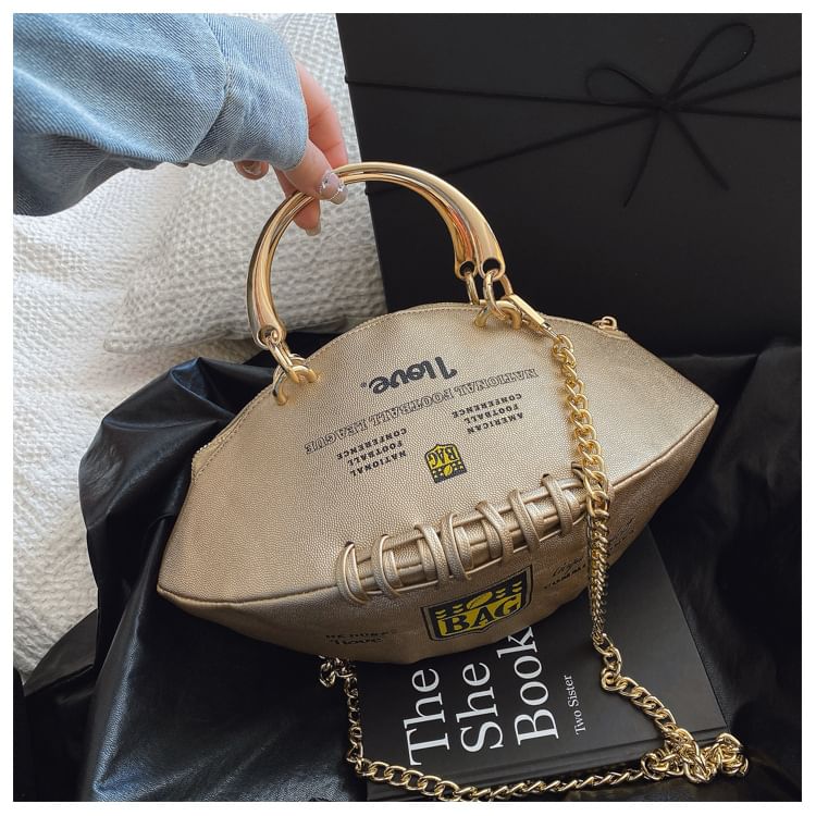 Sample Lettering Chain Strap Rugby Crossbody Bag