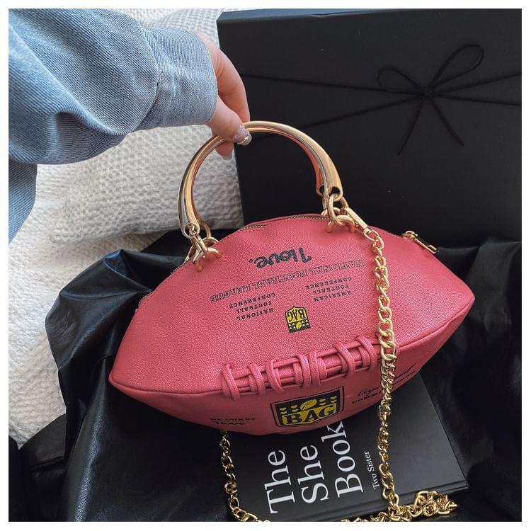 Sample Lettering Chain Strap Rugby Crossbody Bag