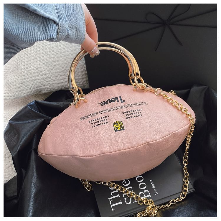 Sample Lettering Chain Strap Rugby Crossbody Bag