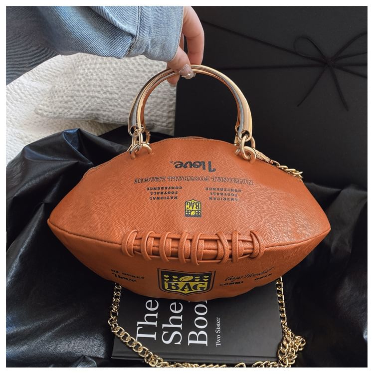 Sample Lettering Chain Strap Rugby Crossbody Bag