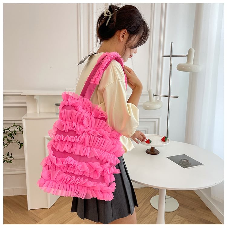 Sample Plain Ruffle Shopper Bag