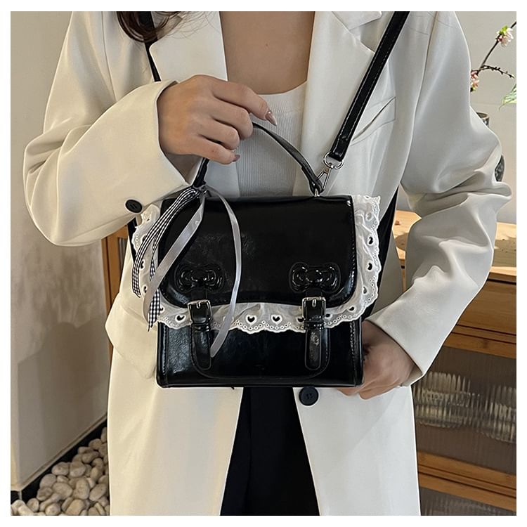 Sample Lace Trim Bow Flap Backpack