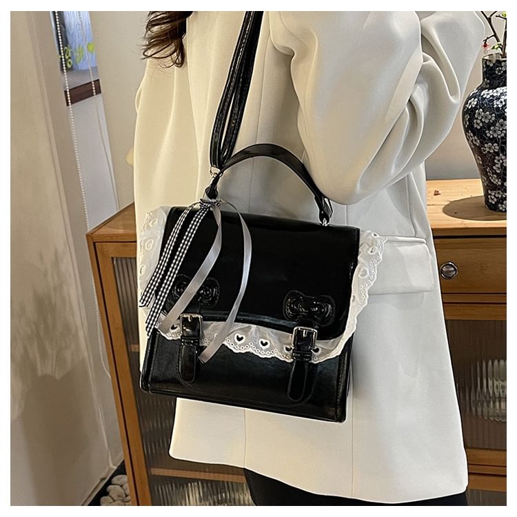 Sample Lace Trim Bow Flap Backpack
