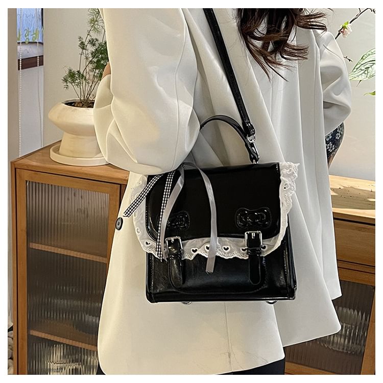 Sample Lace Trim Bow Flap Backpack