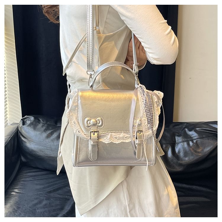 Sample Lace Trim Bow Flap Backpack