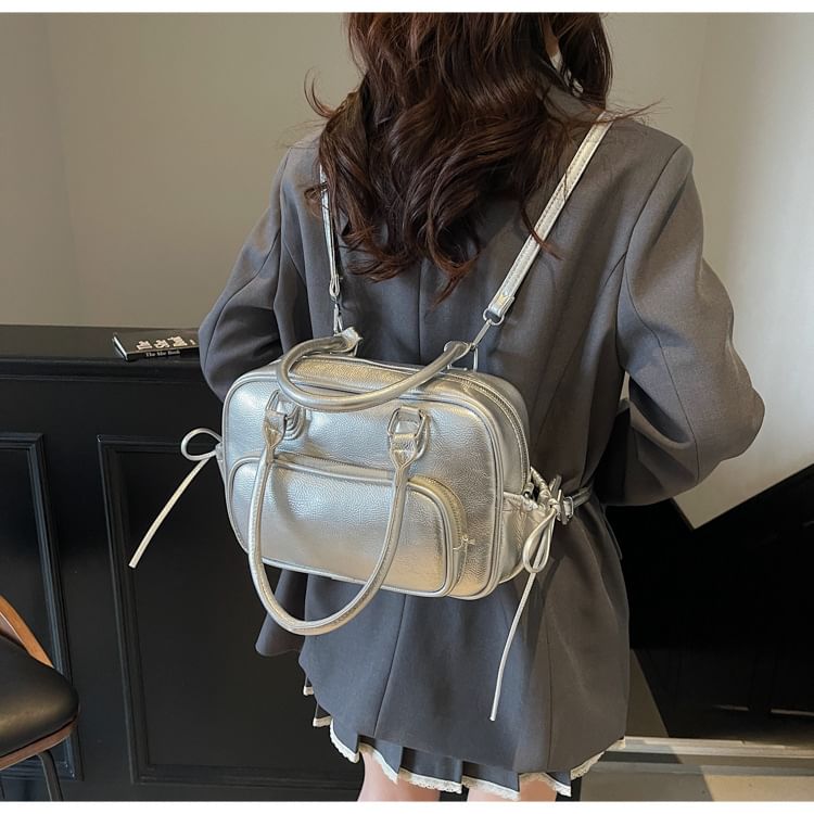 Sample Multi-Way Faux Leather Multi-Pocket Backpack