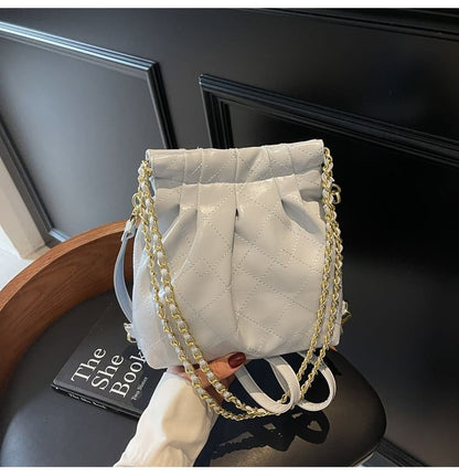 SampleMulti-Way Quilted Chain Strap Faux Leather Shoulder Bag