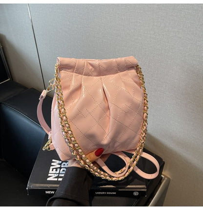 SampleMulti-Way Quilted Chain Strap Faux Leather Shoulder Bag