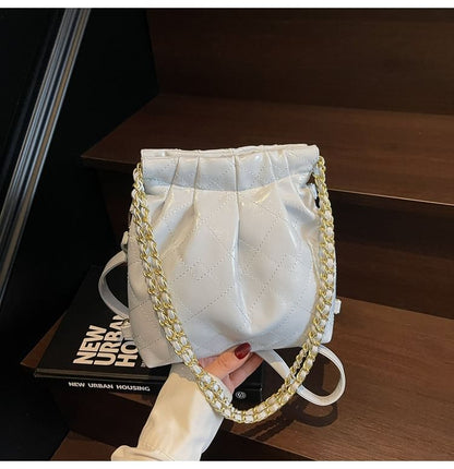 SampleMulti-Way Quilted Chain Strap Faux Leather Shoulder Bag