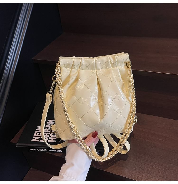 SampleMulti-Way Quilted Chain Strap Faux Leather Shoulder Bag