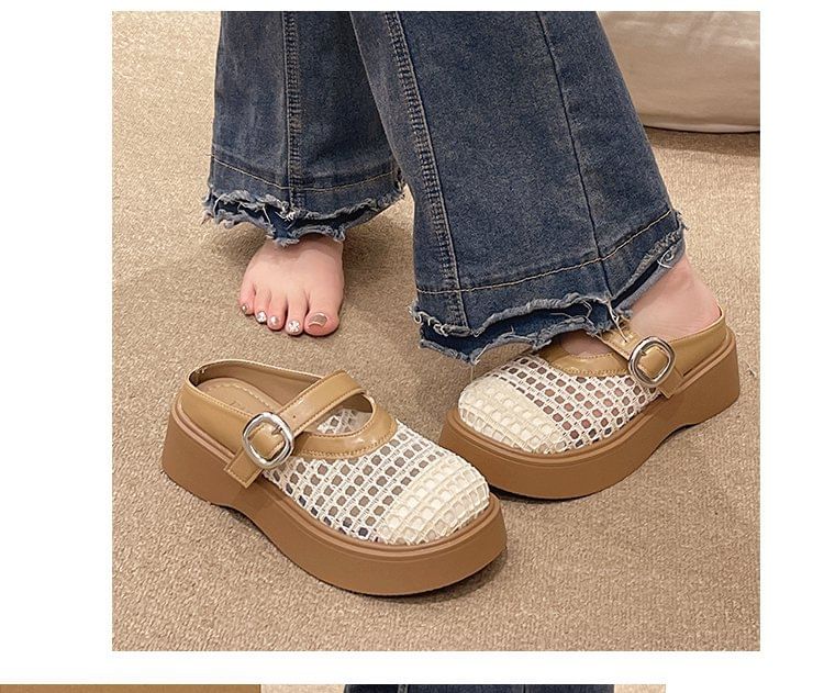 Cutout Mary Jane Mules Platform
