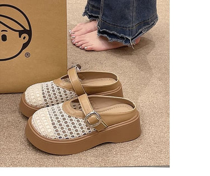 Cutout Mary Jane Mules Platform