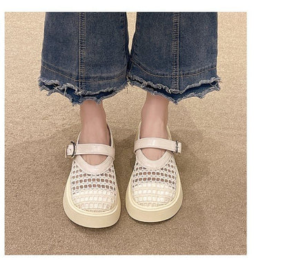 Cutout Mary Jane Mules Platform