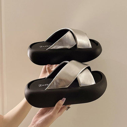 Platform Criss Slide Sandals Cross