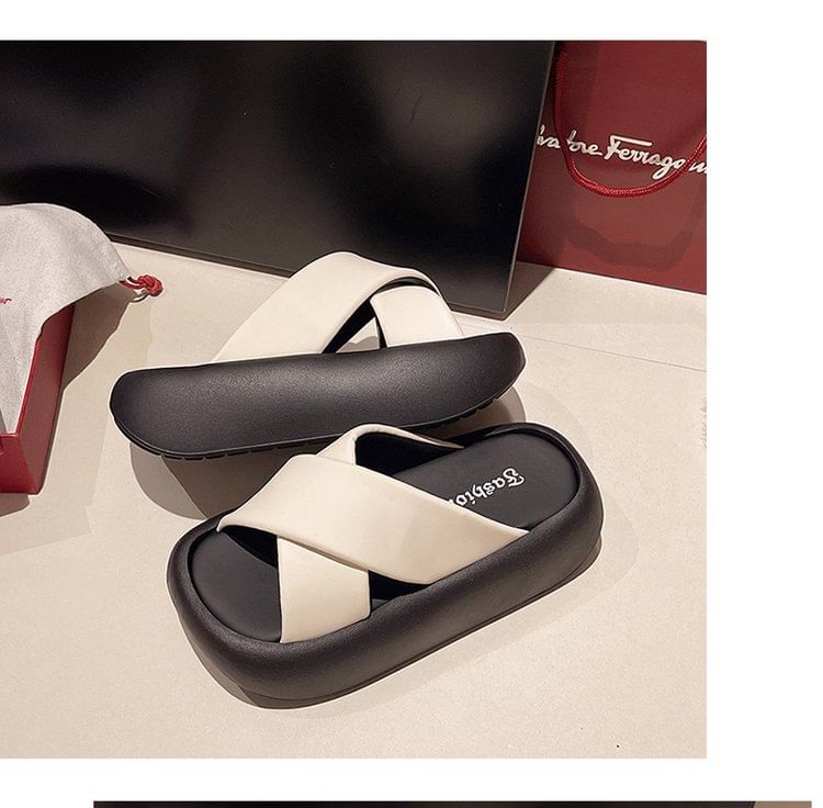Platform Criss Slide Sandals Cross
