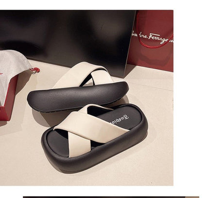 Platform Criss Slide Sandals Cross
