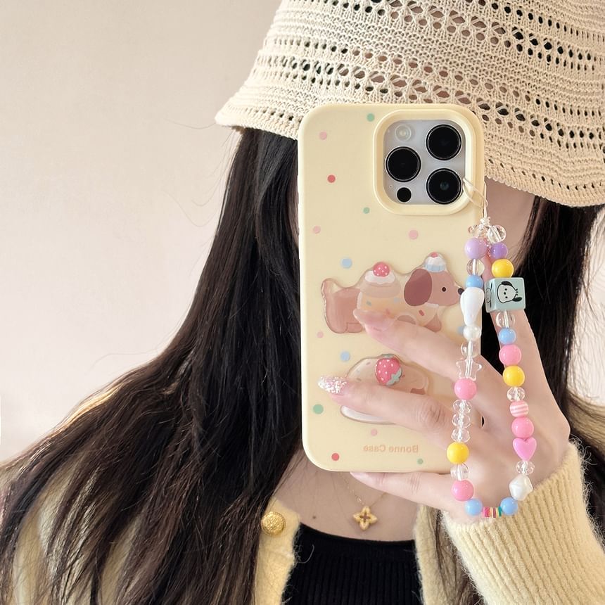 Print Bead Case Phone Strap / Dog Set