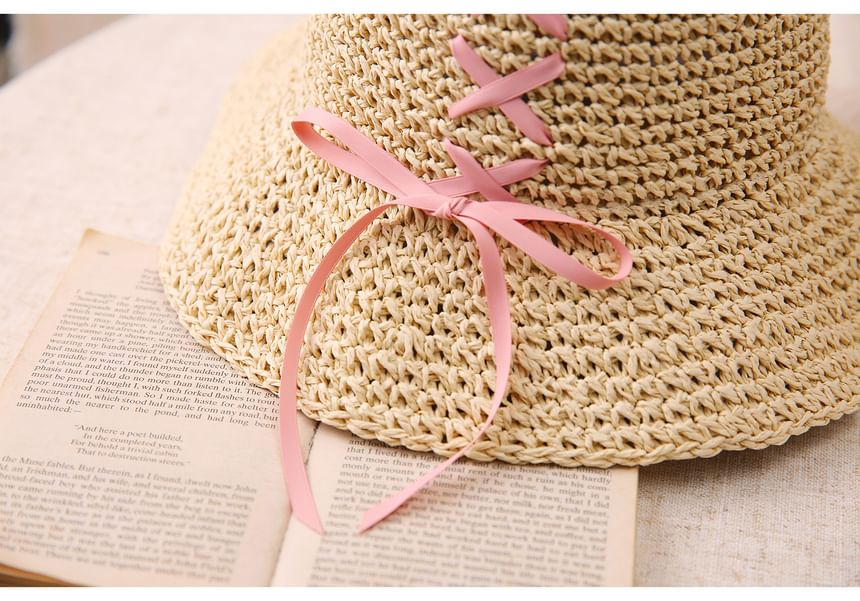 Bow Straw Bucket Hat