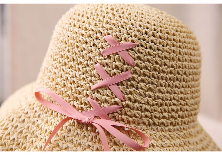 Bow Straw Bucket Hat