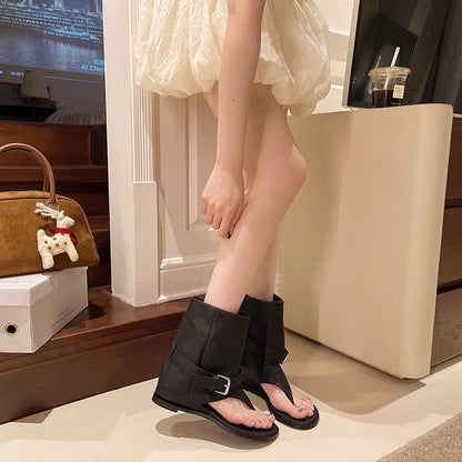 Flop Short Boots Buckled Flip
