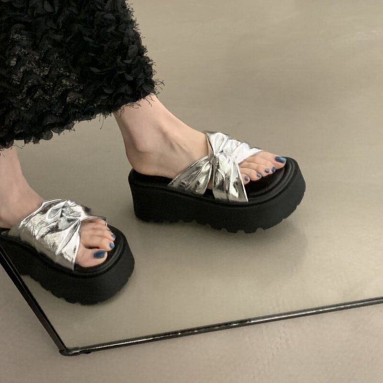 Twisted Slide Sandals Platform