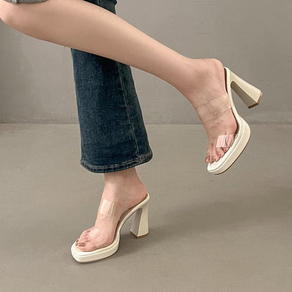 PVC Heel Sandals Slide Block Band