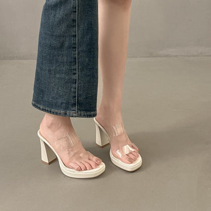 PVC Heel Sandals Slide Block Band
