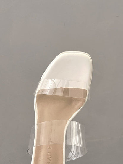 PVC Heel Sandals Slide Block Band
