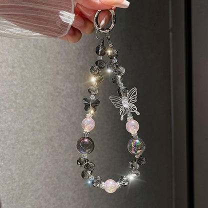 Wrist Crystal Strap Beaded Phone Butterfly Faux