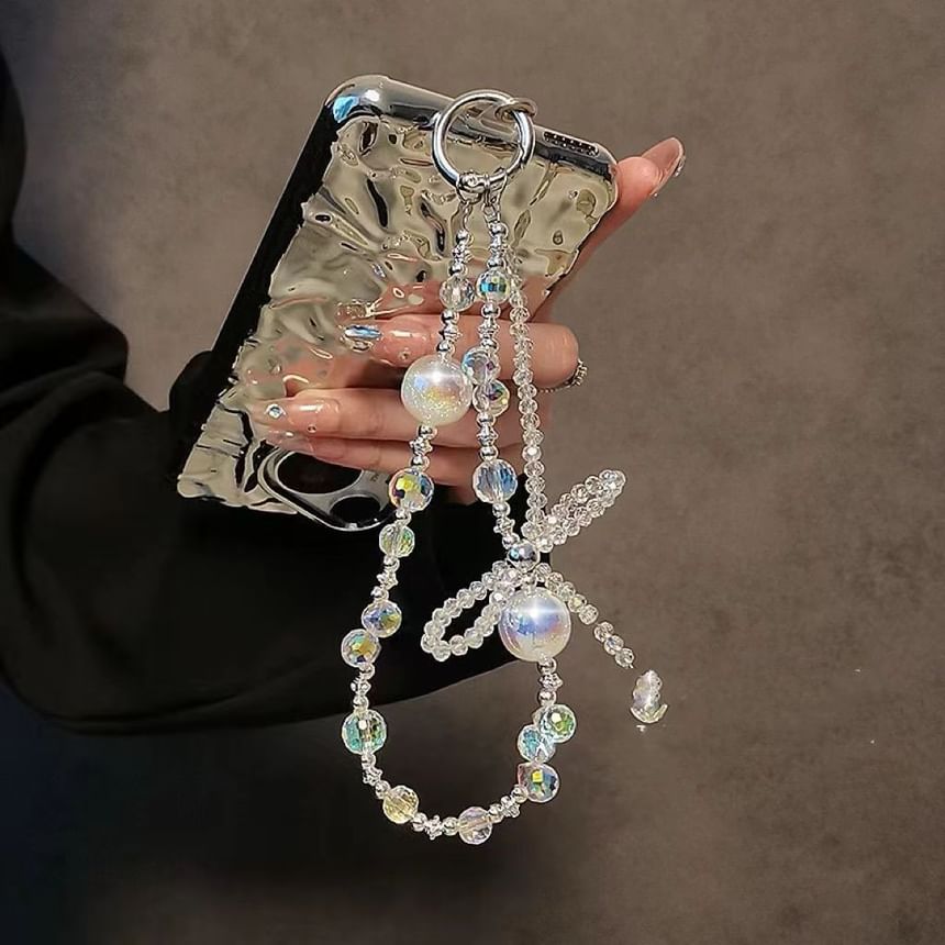Wrist Crystal Bow Faux Strap Beaded Phone