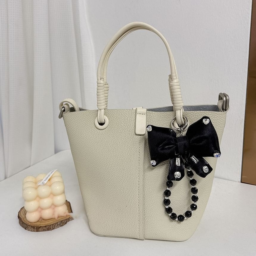 Rhinestone Pearl Pad Faux Bow Lanyard Phone with Charm