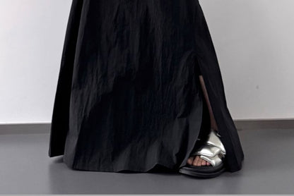 Skirt Slit A-Line Rise High Maxi Plain