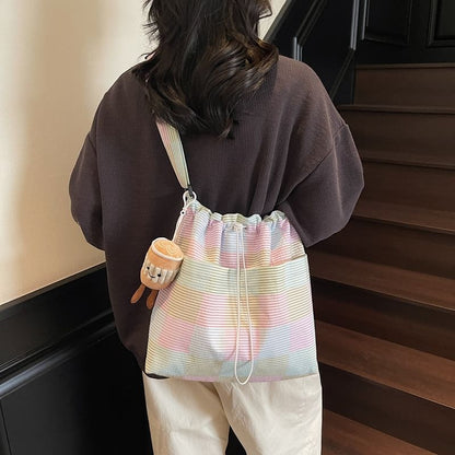 Plaid Crossbody Bag Drawstring