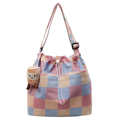 Plaid Crossbody Bag Drawstring
