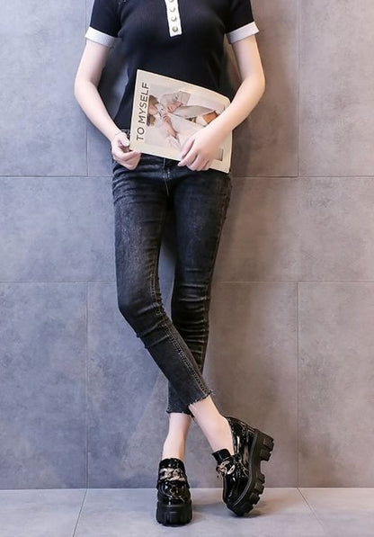 Platform Wedge Loafers Hidden