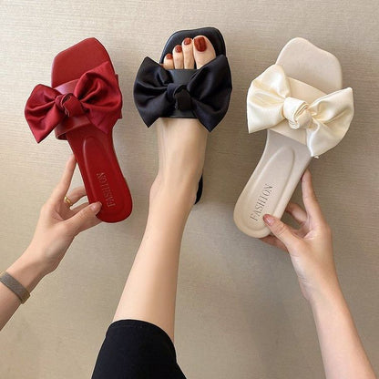Bow Sandals Satin Slide